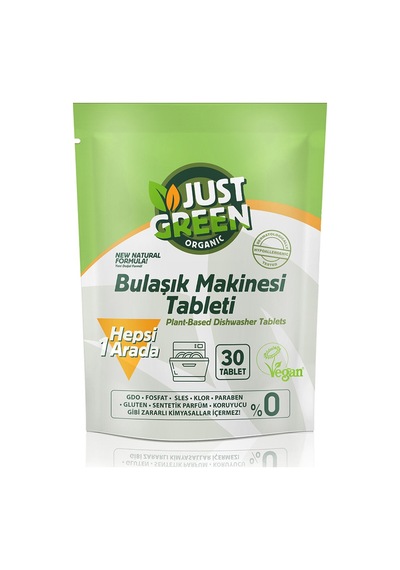 Just Green Organic Bulaşık Makinesi Tableti 30'lu 480 G - 2 Adet Tarı
