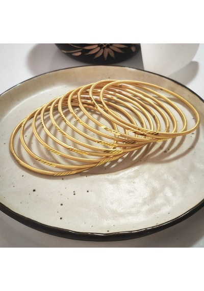 Gümüş Ajda Desenli Gold Bilezik Gold
