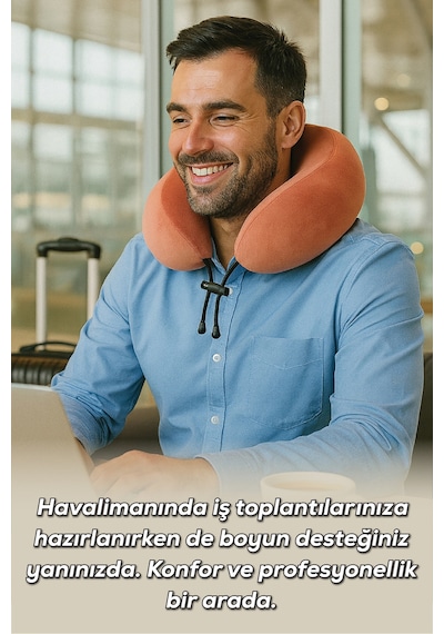 Viscofoam Comfy Ortopedik Seyahat Yastığı Visco Boyun Destekli Seyahat Yastığı - Somon | Ergo Travel