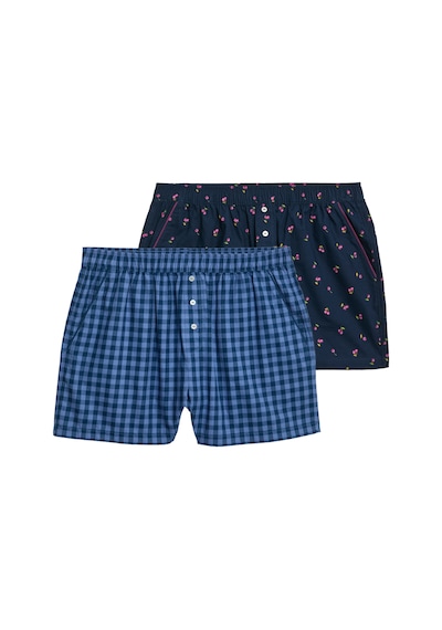 Marks & Spencer 2’li Paket Saf Pamuklu Baskılı Pijama Şortları T37003456S Mavi Mix