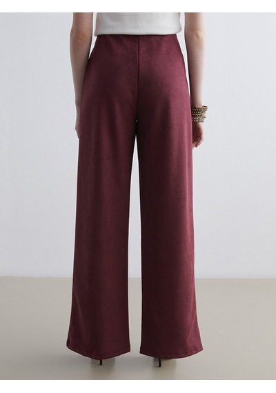 Lcw Comfort Mürdüm Beli Lastikli Kadın Süet Pantolon
