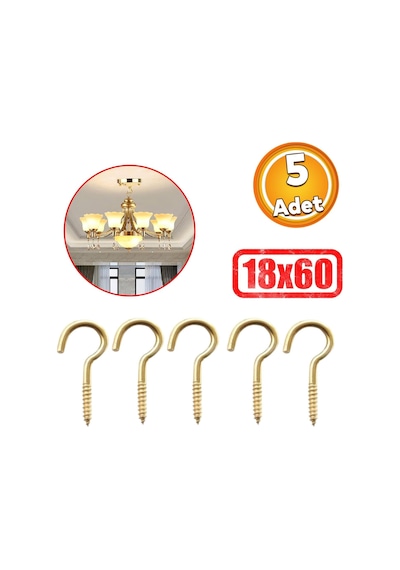 Lexroo Metal Piton Vidalı Gerdirme 18x60 Çekme Kaldırma Tavan Açık Ağız Kancalı Avize Asma Kiti 5 Diğer
