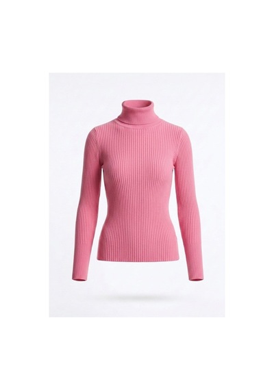Onno Style Women Fitilli Balıkcı Yaka Basic Kazak Pembe