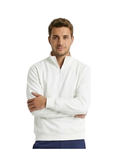 Sportive Nolan Zip Neck Erkek Beyaz Günlük Stil Sweatshirt 26ye0004-kbyz