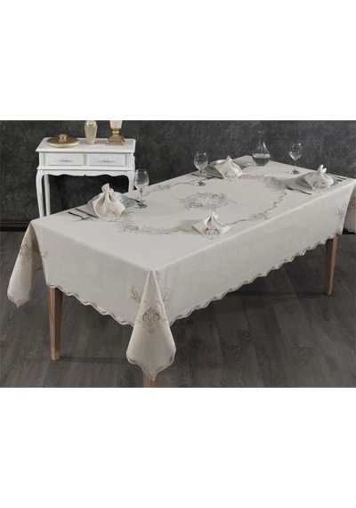 Hazan Fransız Dantelli Yemek Takımı - 25 Parça Cappucino Cappucino