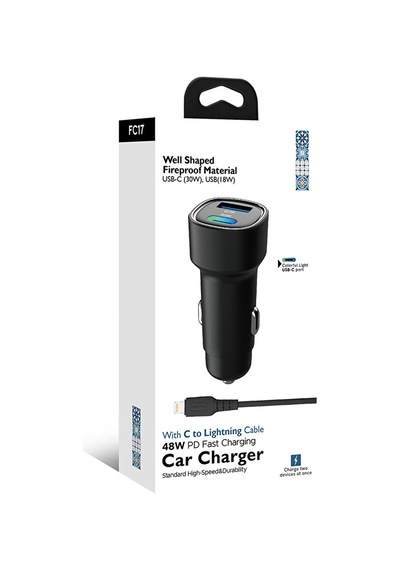 48w Hızlı Şarjlı Araç Şarj Cihazı Type-c + Usb Çift Giriş Typ