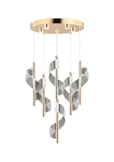 Jadon 6'lı Yuvarlak 3 Renkli 53 Watt Gold Kristal Ledli Modern Oturma Odası Salon Sarkıt Avize Diğer