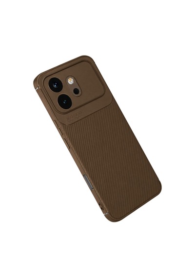 Huawei Honor 600 Kılıf Karbon Silikon Case Kahverengi