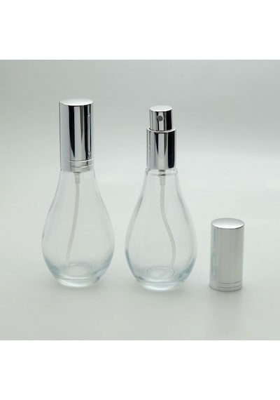 Parfüm Şişesi 70 ML 2 Adet Boş Ampul Şişe Gri Metal Valf ve Kapak