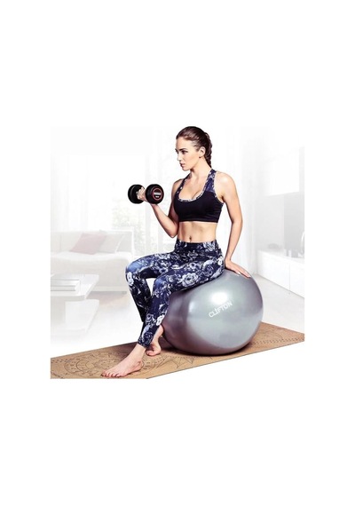 65 Cm Fitilli Pilates Topu Ve Pompa Seti Plates Denge Yoga Spor Egzersiz Top, Tek Ebat, 65grclffff, Gri