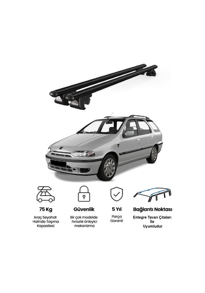 Venüs Fiat Palio Sw 1996-2007 Uyumlu Siyah Ara Atkı Port Bagaj Tavan Barı