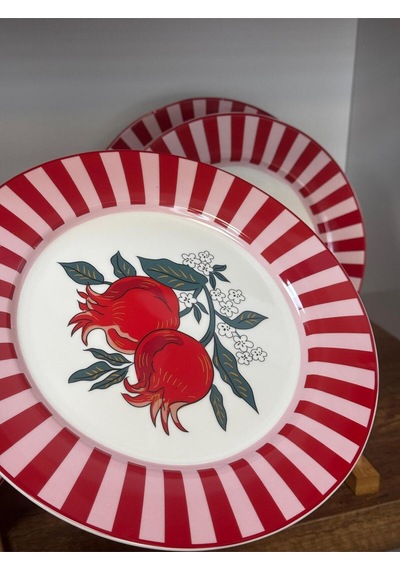 Acar Narlı Porselen 20,2 Cm Tatlı Tabağı Kırmızı