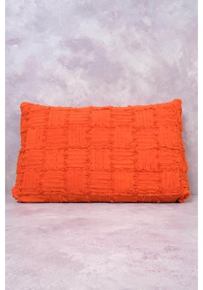 Peraluna Foam Pıllow Şifon Şerit Triko Yastık Kılıfı 60x40 Cm Turuncu - Turuncu