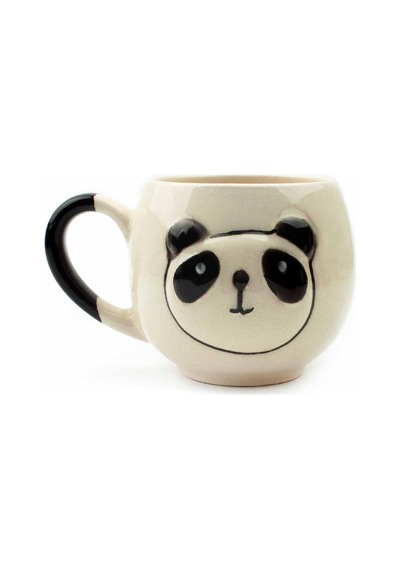 Çizim Panda Krem Parlak Balon Kupa 3d Kabartmalı Krem Kupa - Hediye Seramik Kupa Çok Renkli