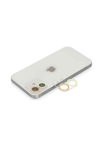 Mey İthalat iPhone Uyumlu 12 Mini Renkli Kamera Lens Koruma Cam - Sarı-turuncu