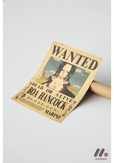 One Piece Boa Hancock Wanted Poster, Çerçevesiz Yüksek Kalite Duvar Afişi - Anime Severlere Özel Hed