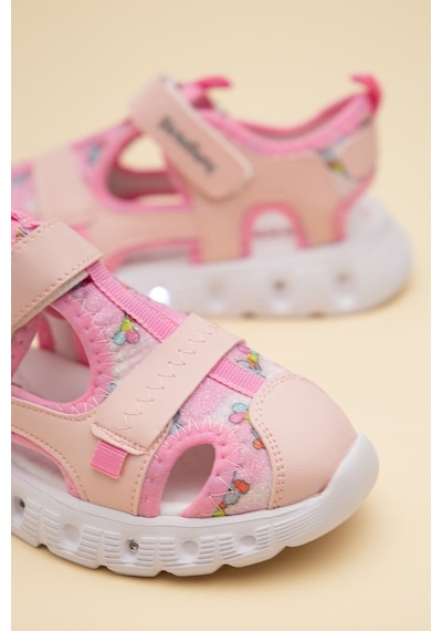 Dilimler Ayakkabı Şirinbebe Ortopedik Kız Çocuk Sandalet Pembe Işıklı Taban Cırtlı Önü Kapalı-4725 Dilimler Ayakkabı Şirinbebe Ortopedik Kız Çocuk Sandalet Pembe Işıklı Taban Cırtlı Önü Kapalı-4725