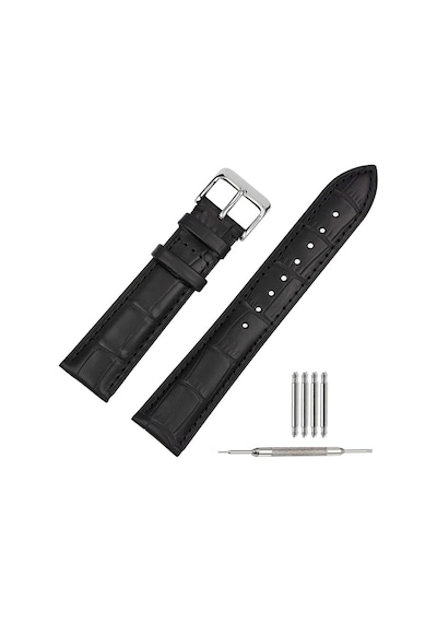 Fossil Saat Uyumlu Croco Siyah Renk Deri Saat Kordonu Kayışı 24 Mm