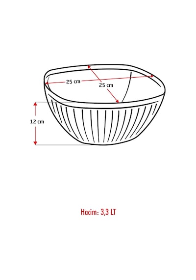 Akrilik Barok Mürdüm Büyük Kare Meyve & Salata Kasesi & Karıştırma Kabı / 3,3 Lt Cam Değildir Renkli