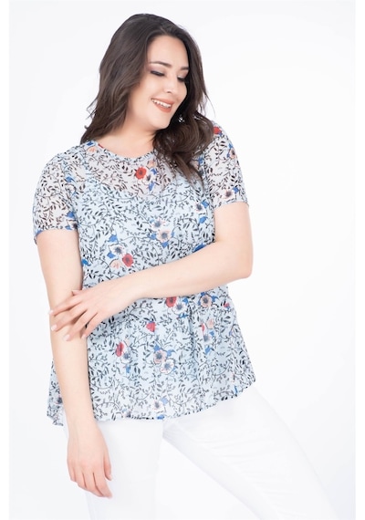 Myline Kadın Astarlı Şifon Bluz 34630 Açık Mavi