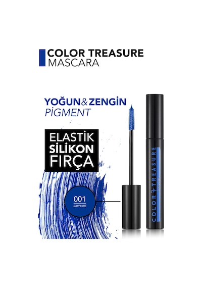 Flormar Color Treasure Hacim Veren & Yüksek Pigmentli Renkli Maskara 001 Sapphıre