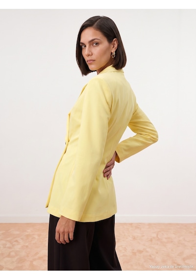 Dilvin 60814 Gold Düğmeli Blazer-sarı