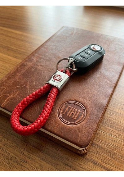 Kırmızı Deri Örgü Fiat İle Uyumlu Anahtarlık Egea Linea Albea Punto Doblo Fiorino Palio 500 Cross Tipo Uno