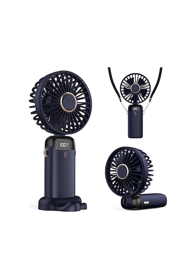 Taşınabilir Usb Vantilatör, 4200mah Şarjlı El Tipi Fan, Led Ekranlı, 3'ü 1 Arada El/boyun/masa Fanı, Yaz, Ofis,