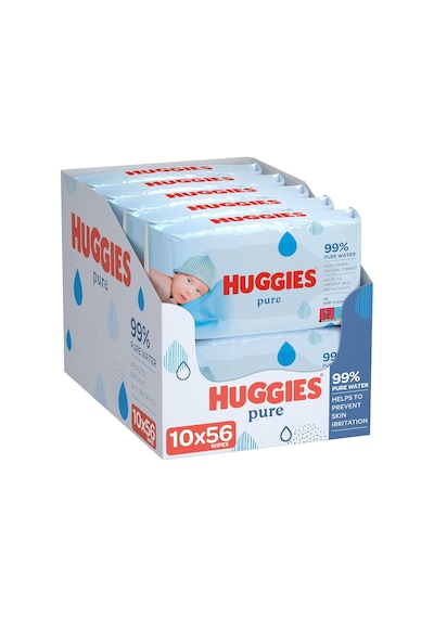 Huggies Saf, Hassas Bebek Islak Mendili Su 10 x 56 Bez, Aylık Kutu Islak Mendil