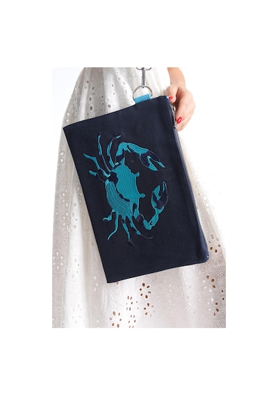 Mubiano Summer Kadın Lacivert Duck Keten Kumaş Yengeç Clutch & Portföy Çanta - Msly0110-lcv Lacivert