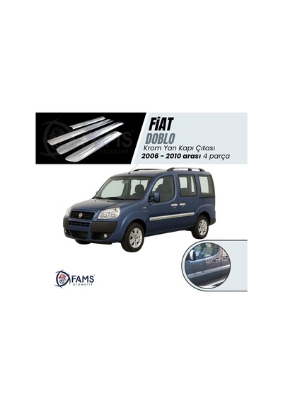 Fiat Doblo Krom Yan Kapı Çıtası Geniş 4 Kapı 2006-2010 P. Çelik
