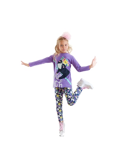 Denokids Tembel Hayvan Kız Çocuk Tunik Tayt Takım Çok Renkli