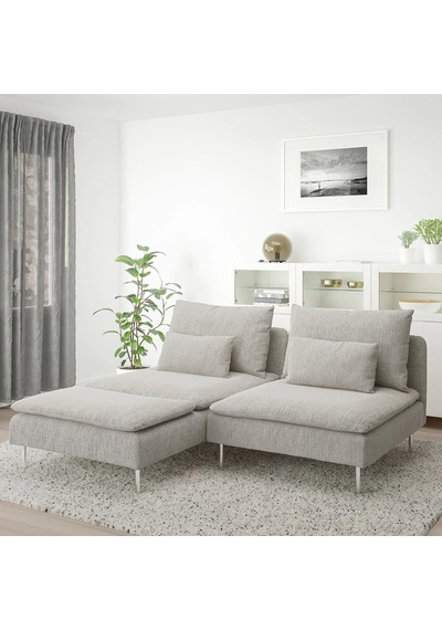 Ikea Bej Şık Kanepe - Uzanma Koltuklu 2'li Kanepe