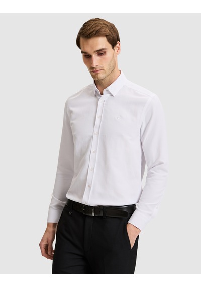 Pierre Cardin Beyaz Slim Fit Dokulu Uzun Kollu Gömlek 50333820-vr013