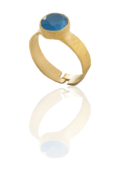 Kadir Jewellery 22 Ayar Altın Kaplama Zirkon Taşlı Kadın Minimal Yüzük Koyu Mavi 30156897