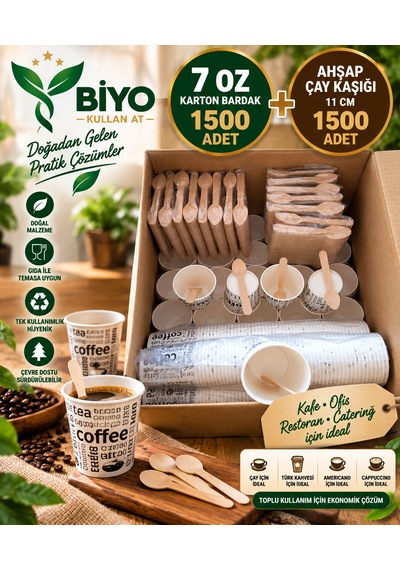 Karton Bardak 1500 Adet Çay Kaşık 1500 Adet Diğer