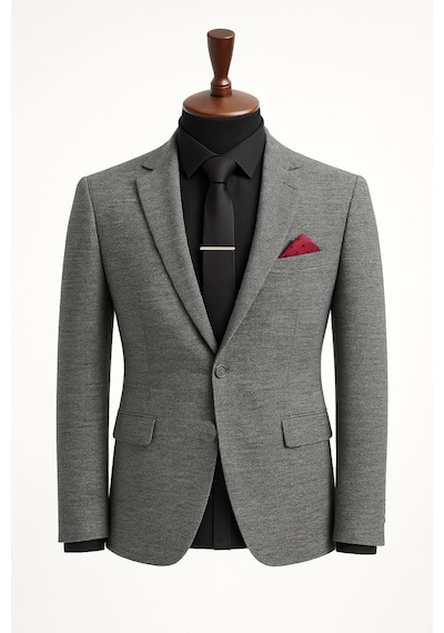 Fabio Cassani Erkek İtalyan Kesim Tek Düğmeli Blazer Ceket Klasik Ve Modern Şıklık Gri