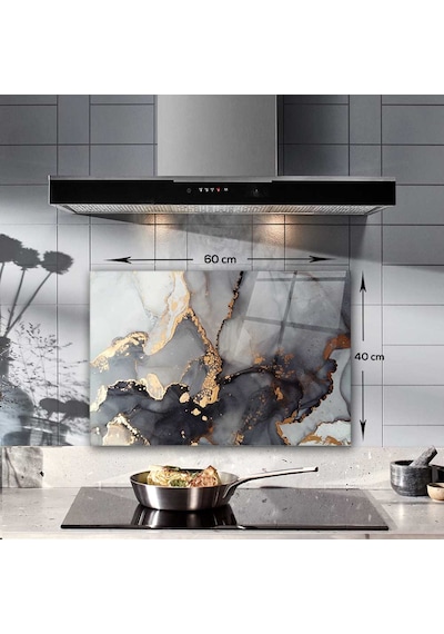 Decorita Cam Ocak Arkası Koruyucu|Stark MermerGörünümlü|40cmx60cm