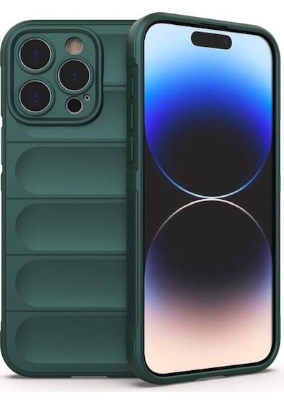 Apple Uyumlu iPhone 16 Pro Max Kılıf Optimum Lens Çerçeveli Silikon Kapak Koyu Yeşil