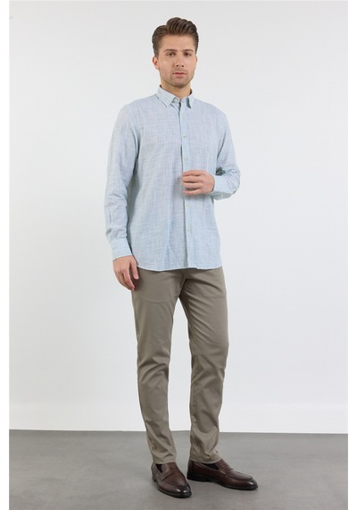 İmza Açık Yeşil Uzun Kol Cepsiz Pamuk Casual Comfort Fit Gömlek 1004250127