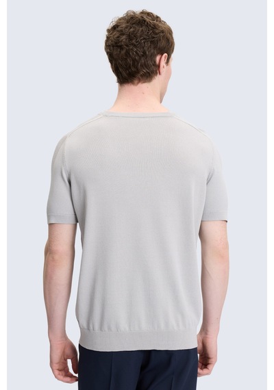 Hatemoğlu Gri Regular Fit Bisiklet Yaka Rayon Tişört