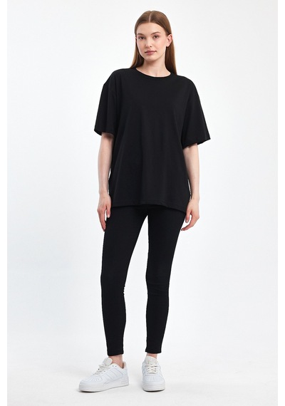 Odda Kadın Oversize Tişört P-009408 Siyah