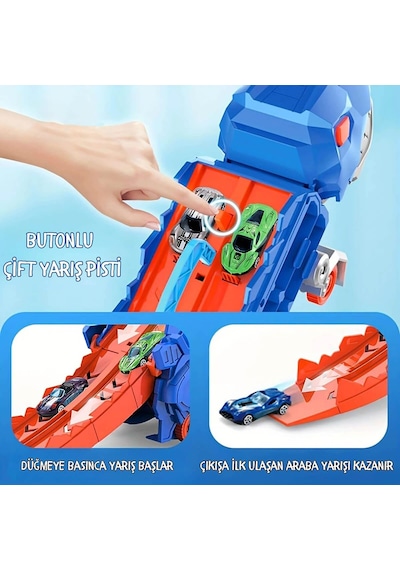 3in1 Maxx Wheels Dönüşebilen Dinozor Yarış Kamyonu Oyun Seti Çok Renkli