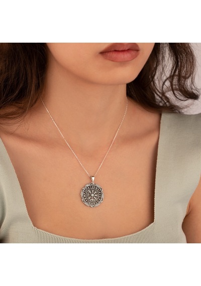 Dkmn Gümüş 925 Ayar Viking Rune Gümüş Kolye