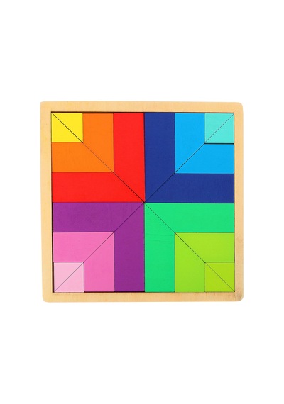 Gökkuşağı Tengrem 24 Parça Ahşap Puzzle Seti Geliştirici Oyun