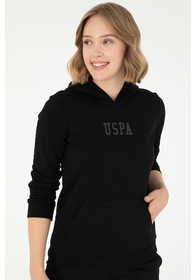 U.S. Polo Assn. Kadın Siyah Basic Kapüşonlu Sweatshirt 50289536-VR046
