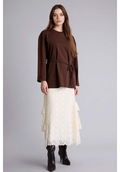 Defacto A Kesim Dantel Midi Etek H0010ax26spwt47 Beyaz-wt47