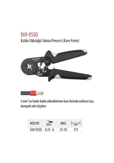 Ceta Form E69-Essq Kablo Yüzüğü Sıkma Pensesi Kare
