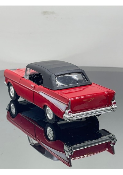 1.36 Ölçek Chevrolet Bel Air 1957 Klasik Metal Oyuncak Araba - Kırmızı
