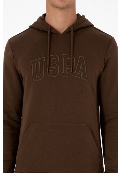 U.S. Polo Assn. Erkek Regular Fit Kapüşonlu Kahverengi Basic Sweatshirt 50315663-VR029